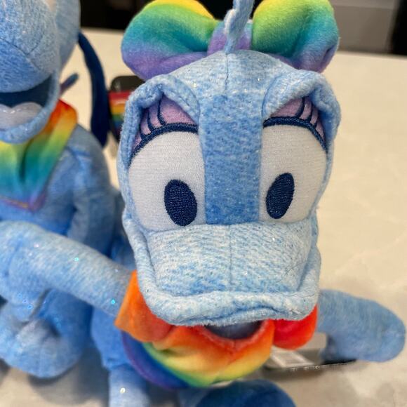 Disney New LOT OF 2 plush Pluto and Daisy rainbow scarf rainbow top bow pride - Picture 11 of 11